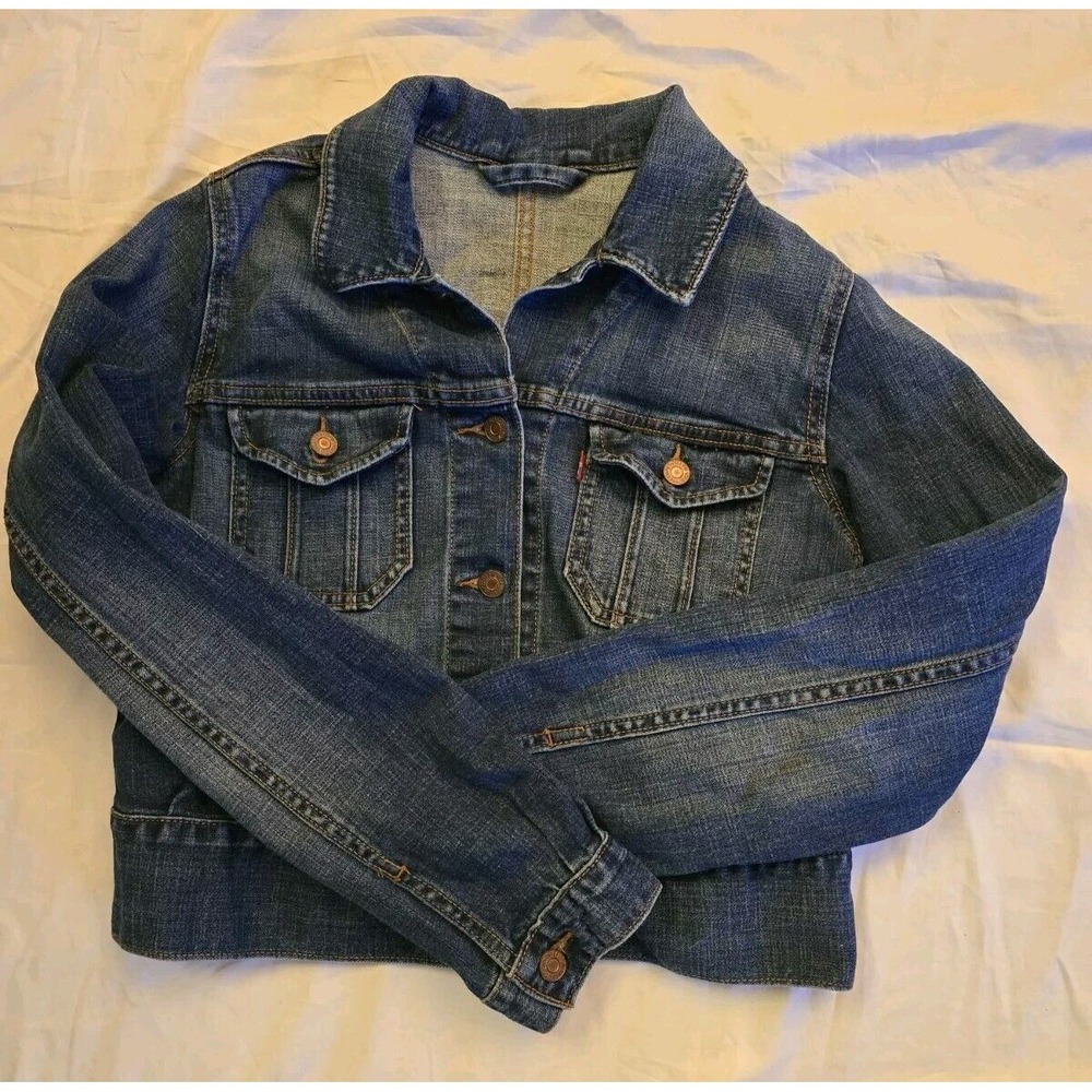 Levi Strauss & Co Y2K Light Weight Denim 90's‎ Junior Jean Jacket Lg Trucker - Picture 2 of 7